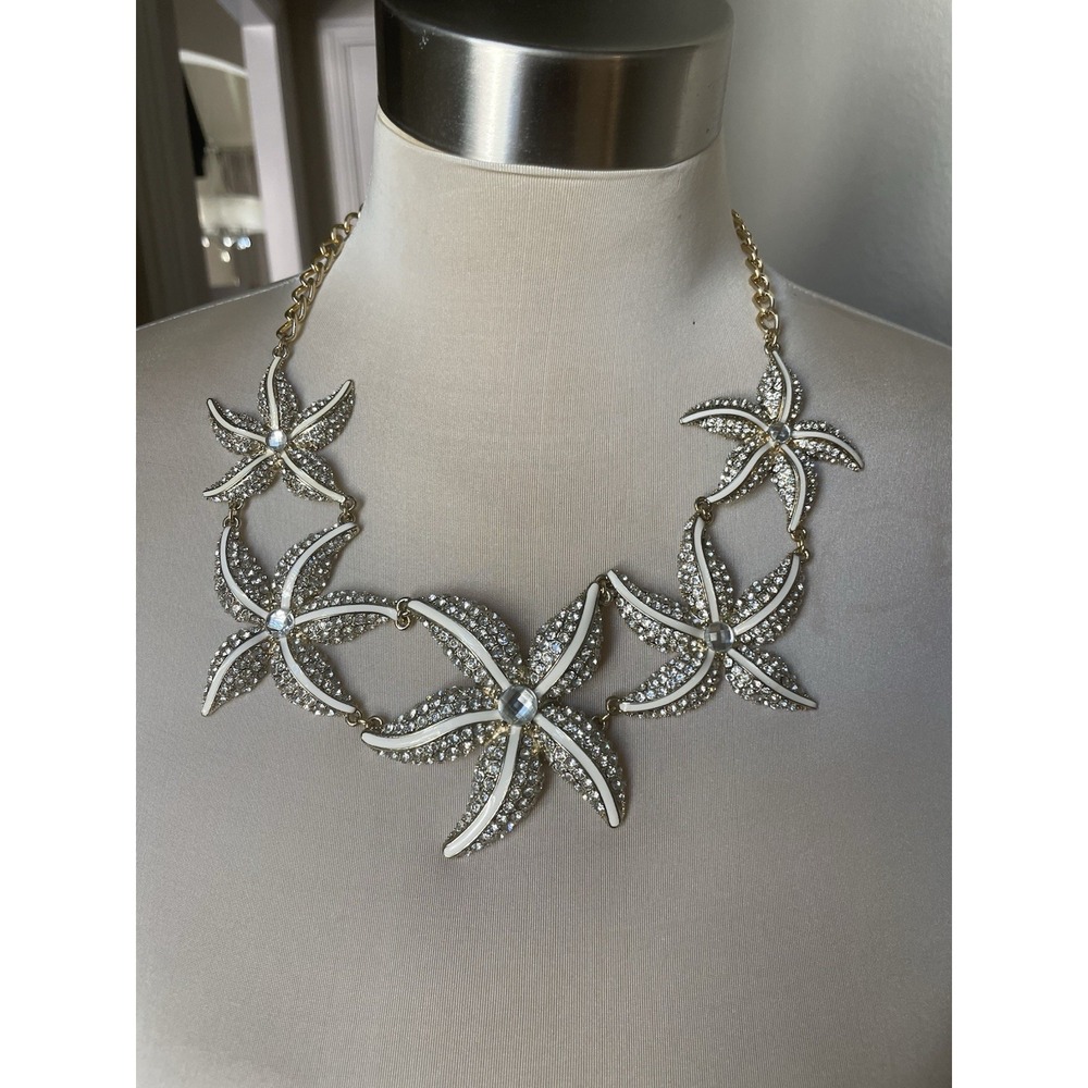 Starfish Rhinestone Choker Nautical‎ Beachy Ocean 10" Necklace